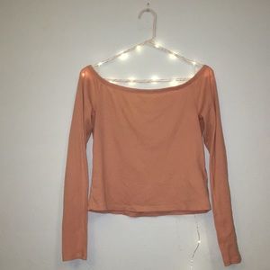 H and M Off the Shoulder Long Sleeve Salmon Shirt